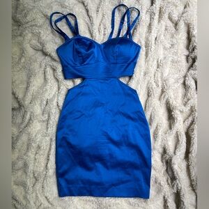 Bebe blue cut-out satin mini dress size 0
